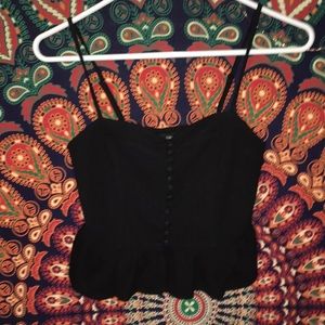 Black button down crop top